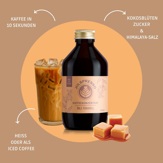 JULSPRESSO Kaffeekonzentrat Salz-Karamell - ca. 25 Tassen Kaffeegenuss in einer Flasche!