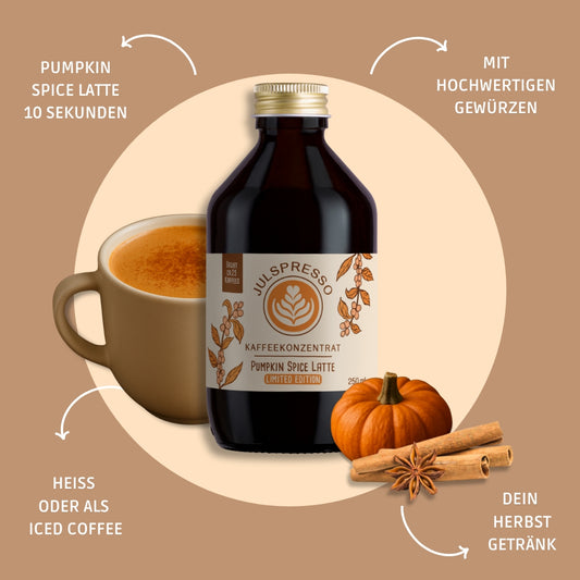 JULSPRESSO Kaffeekonzentrat Pumpkin Spice Latte - ca. 25 Tassen Kaffee in einer Flasche!