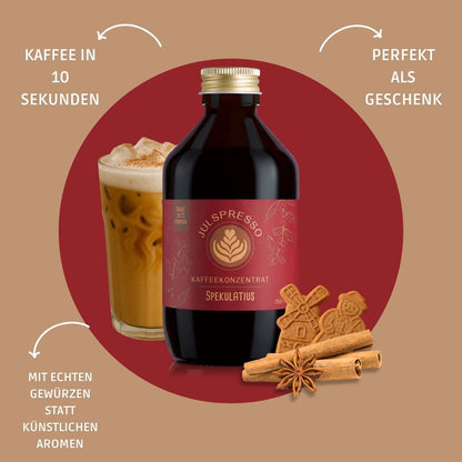 JULSPRESSO Kaffeekonzentrat Spekulatius Latte - ca. 25 Tassen Kaffee in einer Flasche!