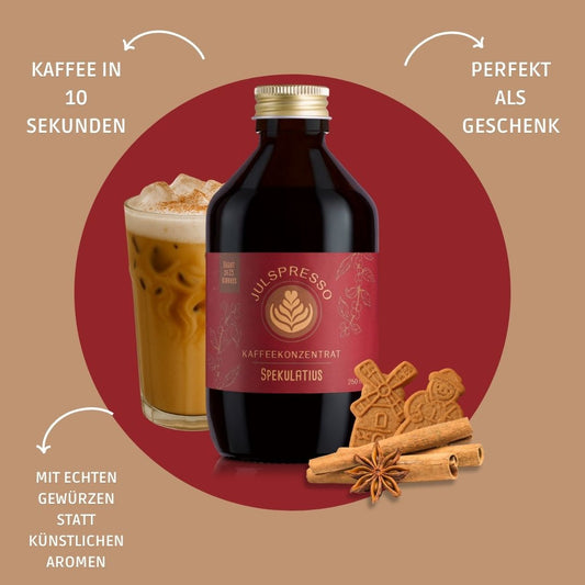 JULSPRESSO Kaffeekonzentrat Spekulatius Latte - ca. 25 Tassen Kaffee in einer Flasche!